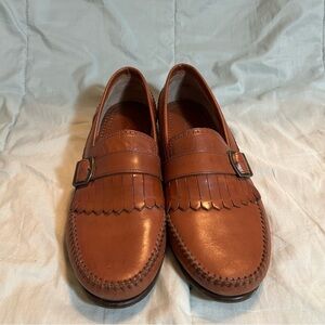 Bass Leather Buckle Kiltie Fringe Hutch Loafers